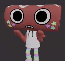 a cartoon character with a large head and stars on his cheeks