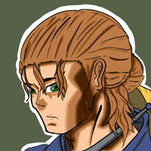a drawing of a man with a bun on his head