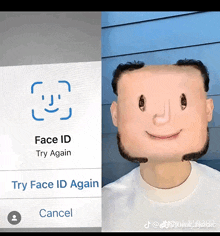 a picture of a man with a face id on his face