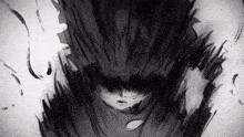 a black and white drawing of a person 's face with a very angry look on their face .