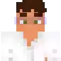 a pixel art drawing of a man wearing glasses and a white shirt .