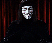 a woman wearing a mask with a mustache is holding a knife