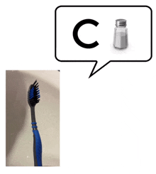 a picture of a toothbrush and a picture of a salt shaker