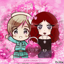 a picture of a boy and a girl with the words i love you