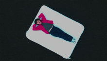 a person is laying on a bed with the word moonbeam written on the bottom