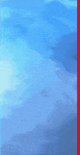 a blue background with a red border and a person 's head