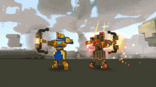 a cartoon of a robot with a bow and arrow standing next to another robot with a bow and arrow