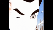 a cartoon of a man without a shirt is falling through the air