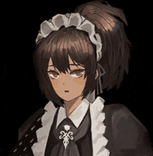 a girl in a maid outfit with a ponytail