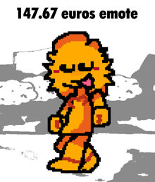 a pixel art drawing of a lion with the words 147.67 euros emote below it