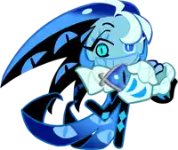 a cartoon character with blue eyes is holding a sword