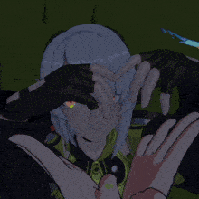 a cartoon character making a heart shape with their hands