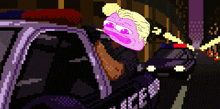 a pixel art drawing of a man smoking a cigarette