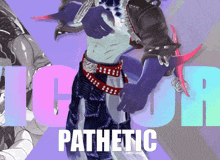 the word pathetic is on the purple background