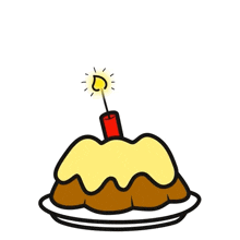 a cartoon drawing of a birthday cake with a sparkler on top .