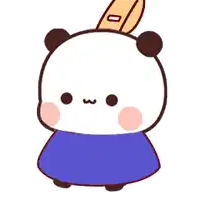 a cartoon panda bear with a ruler on his head .
