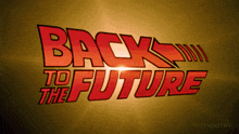 a poster for back to the future shows the sun shining through the words