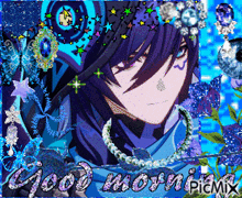 a picture of a anime character with the words good morning picmix