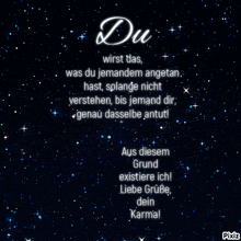 a black background with lots of stars and the word du on it