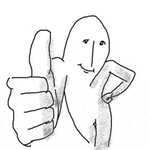 it is a drawing of a person giving a thumbs up .