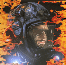 a man wearing a helmet with a sticker that says 2106