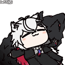 a drawing of a person with a cat ear and the word darchilles on the bottom