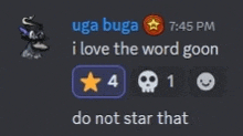 a screenshot of a discord conversation between uga buga and do not star that