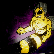 a drawing of a bee with a black background