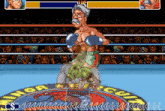 a cartoon of a boxer in a boxing ring with the word boxing on the floor
