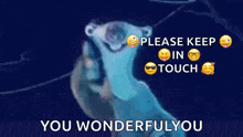 a cartoon of a polar bear saying please keep in touch