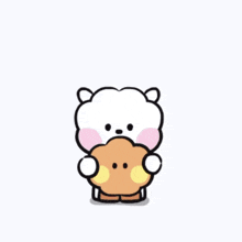a cartoon drawing of a sheep holding a cookie with a yellow speech bubble that says " yikes "