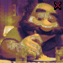 a pixelated image of a man with a beard and glasses