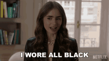 i wore all black emily cooper lily collins emily in paris sassy