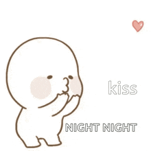 a cartoon of a person blowing hearts with the words kiss night night below it