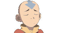 a cartoon character with a blue arrow on his head smiles