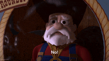 a cartoon character with a beard says no
