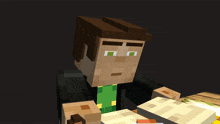 a minecraft character with a green and yellow shirt and tie