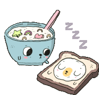 Cereal And Sleepy Toast Sticker - Food Party Breakfast Eggs Stickers