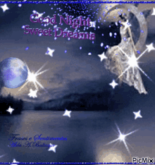 a picture of a night sky with the words good night sweet dreams