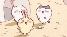 a cartoon of a cat and two rabbits