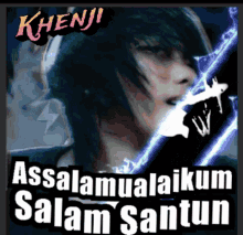 a picture of a boy with headphones and the words assalamualaikum salam santun