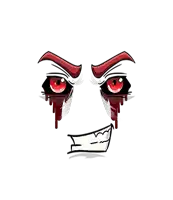 a cartoon face with blood coming out of the eyes