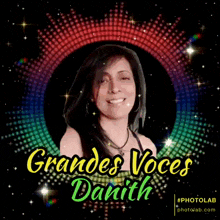 a picture of a woman with the words grandes voces danith on the bottom