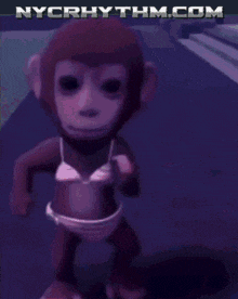 a picture of a monkey in a bikini with nycrhythm.com written on the bottom