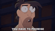 a cartoon of a man with the words you have to promise below him