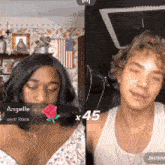 a man and a woman are sitting next to each other in a living room .
