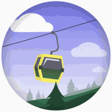 a cartoon illustration of a ski lift going up a hill