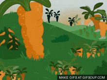 a bunch of carrots are growing in a field with the words make gifs at gifsoup.com below