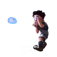 a cartoon character says " you saved my life " at the bottom of the image