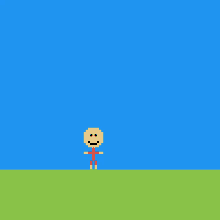 a pixel art drawing of a person standing in a field